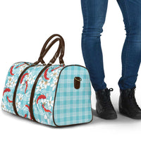 Turquoise Palaka Hawaii Aloha Travel Bag Koi Pond Mix Plumeria - Polynesian Pride