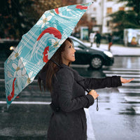Turquoise Palaka Hawaii Aloha Umbrella Koi Pond Mix Plumeria - Polynesian Pride