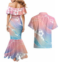 Aloha Hawaii Floral Tapa Couples Matching Mermaid Dress and Hawaiian Shirt Patchwork Pastel Candy - Polynesian Pride