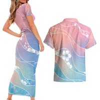 Aloha Hawaii Floral Tapa Couples Matching Short Sleeve Bodycon Dress and Hawaiian Shirt Patchwork Pastel Candy - Polynesian Pride