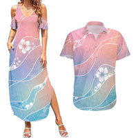Aloha Hawaii Floral Tapa Couples Matching Summer Maxi Dress and Hawaiian Shirt Patchwork Pastel Candy - Polynesian Pride