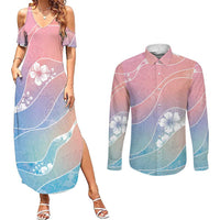Aloha Hawaii Floral Tapa Couples Matching Summer Maxi Dress and Long Sleeve Button Shirt Patchwork Pastel Candy - Polynesian Pride