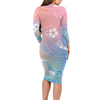 Aloha Hawaii Floral Tapa Family Matching Long Sleeve Bodycon Dress and Hawaiian Shirt Patchwork Pastel Candy LT7 - Polynesian Pride