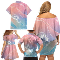 Aloha Hawaii Floral Tapa Family Matching Off Shoulder Short Dress and Hawaiian Shirt Patchwork Pastel Candy LT7 - Polynesian Pride