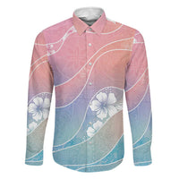 Aloha Hawaii Floral Tapa Family Matching Off Shoulder Short Dress and Hawaiian Shirt Patchwork Pastel Candy LT7 Dad's Shirt - Long Sleeve Pastel - Polynesian Pride
