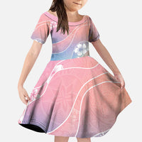 Aloha Hawaii Floral Tapa Family Matching Short Sleeve Bodycon Dress and Hawaiian Shirt Patchwork Pastel Candy LT7 Daughter's Dress Pastel - Polynesian Pride