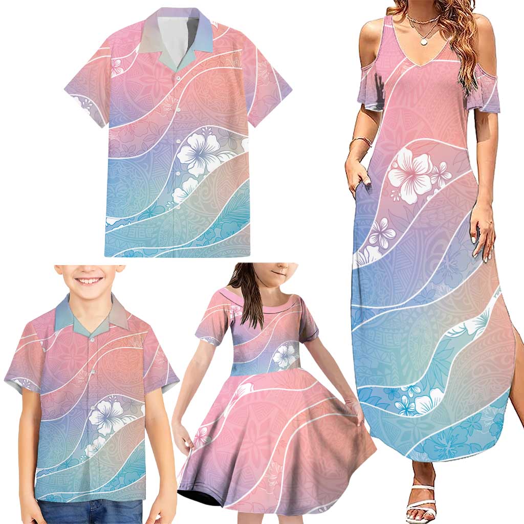 Aloha Hawaii Floral Tapa Family Matching Summer Maxi Dress and Hawaiian Shirt Patchwork Pastel Candy LT7 - Polynesian Pride