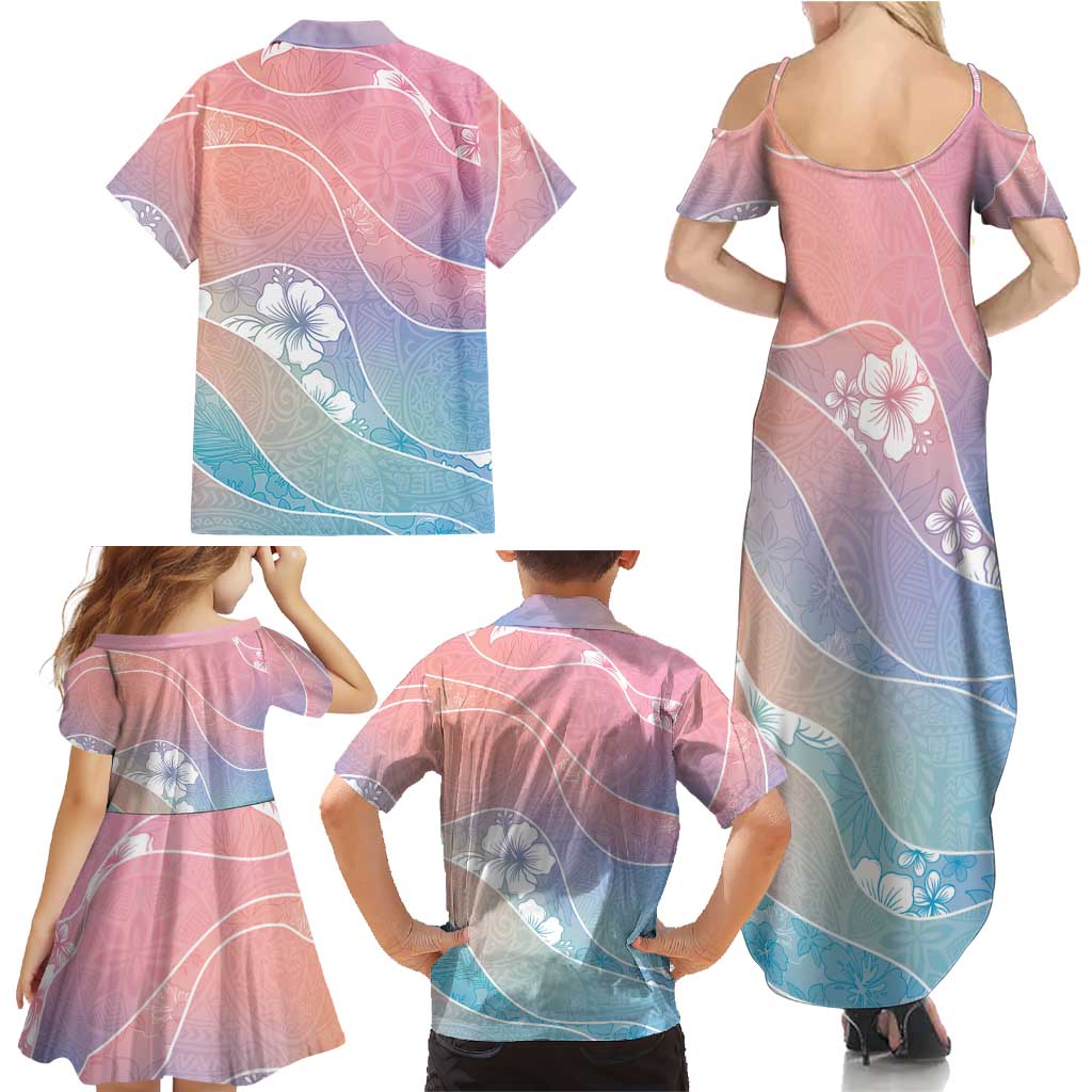 Aloha Hawaii Floral Tapa Family Matching Summer Maxi Dress and Hawaiian Shirt Patchwork Pastel Candy LT7 - Polynesian Pride
