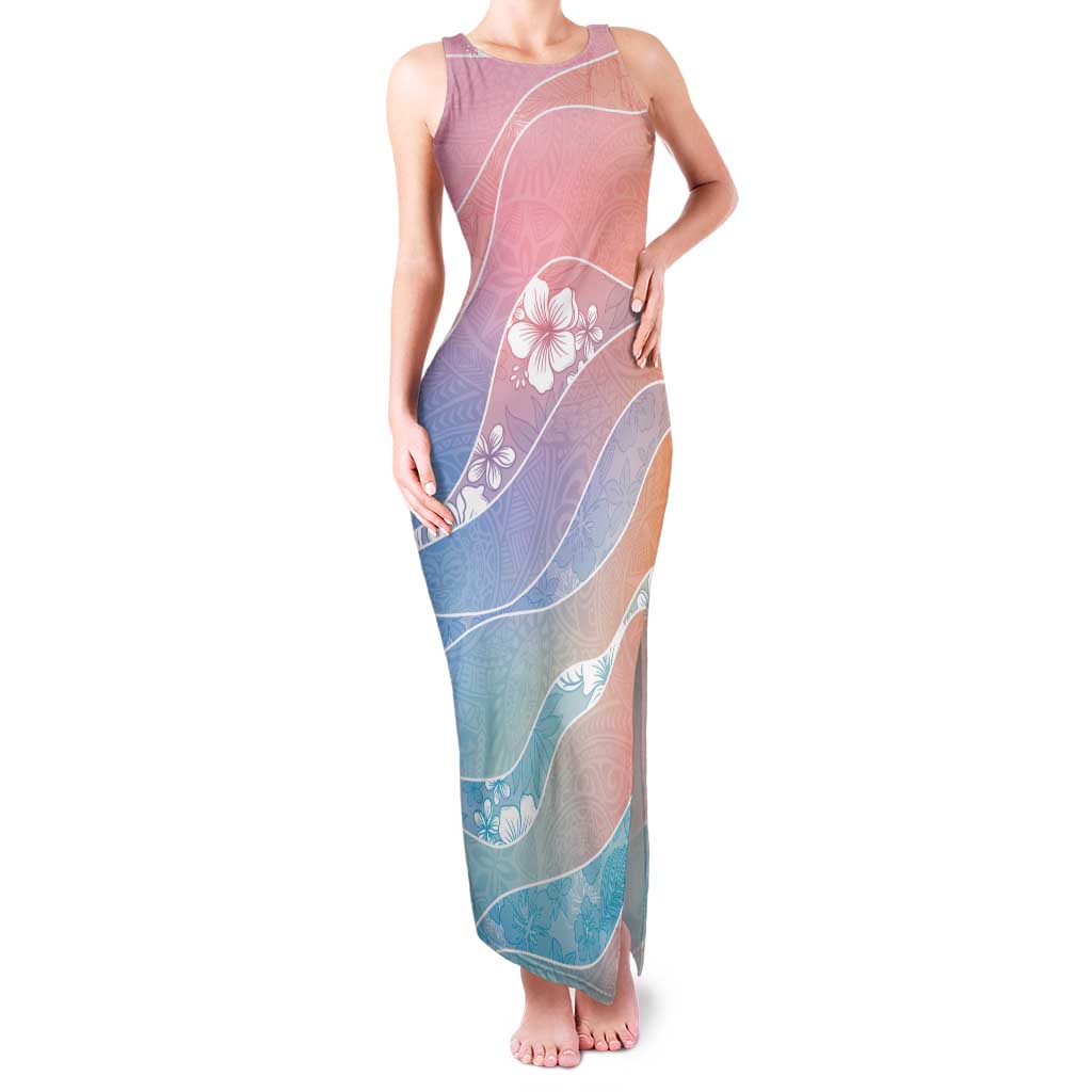 Aloha Hawaii Floral Tapa Family Matching Tank Maxi Dress and Hawaiian Shirt Patchwork Pastel Candy LT7 Mom's Dress Pastel - Polynesian Pride