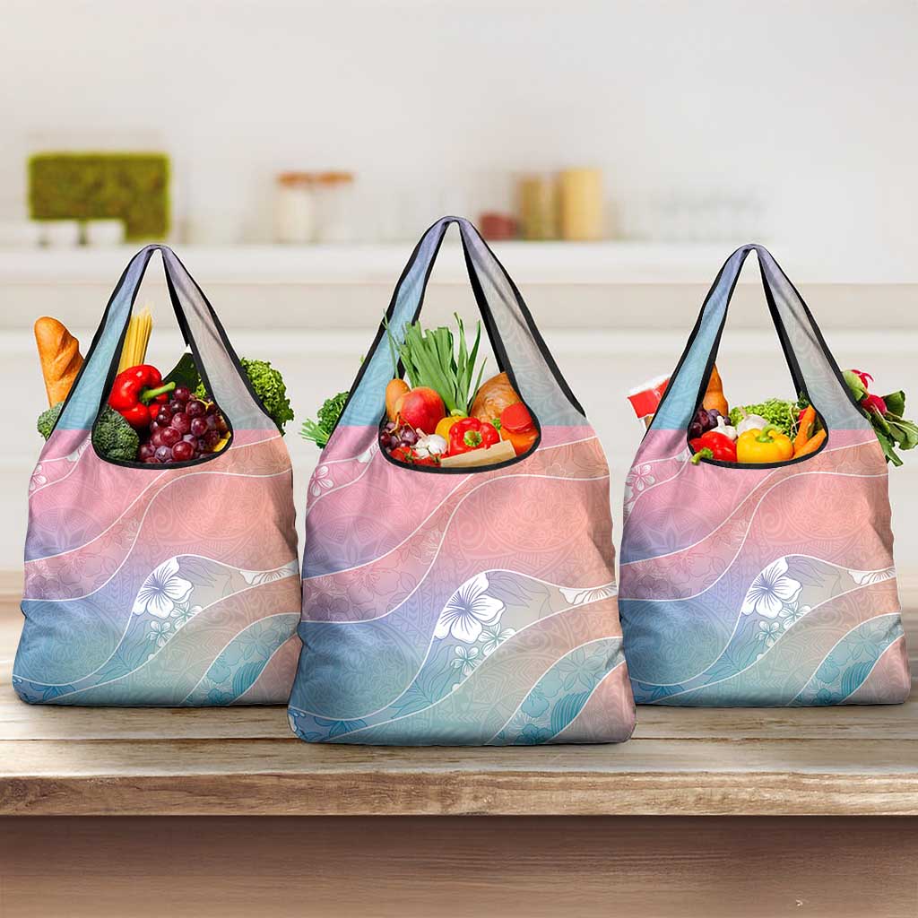 Aloha Hawaii Floral Tapa Grocery Bag Patchwork Pastel Candy - Polynesian Pride