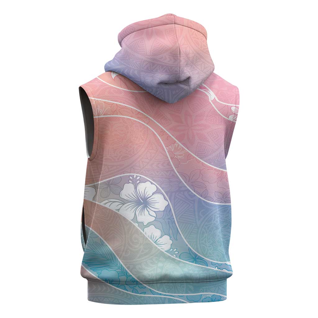 Aloha Hawaii Floral Tapa Sleeveless Hoodie Patchwork Pastel Candy LT7 - Polynesian Pride