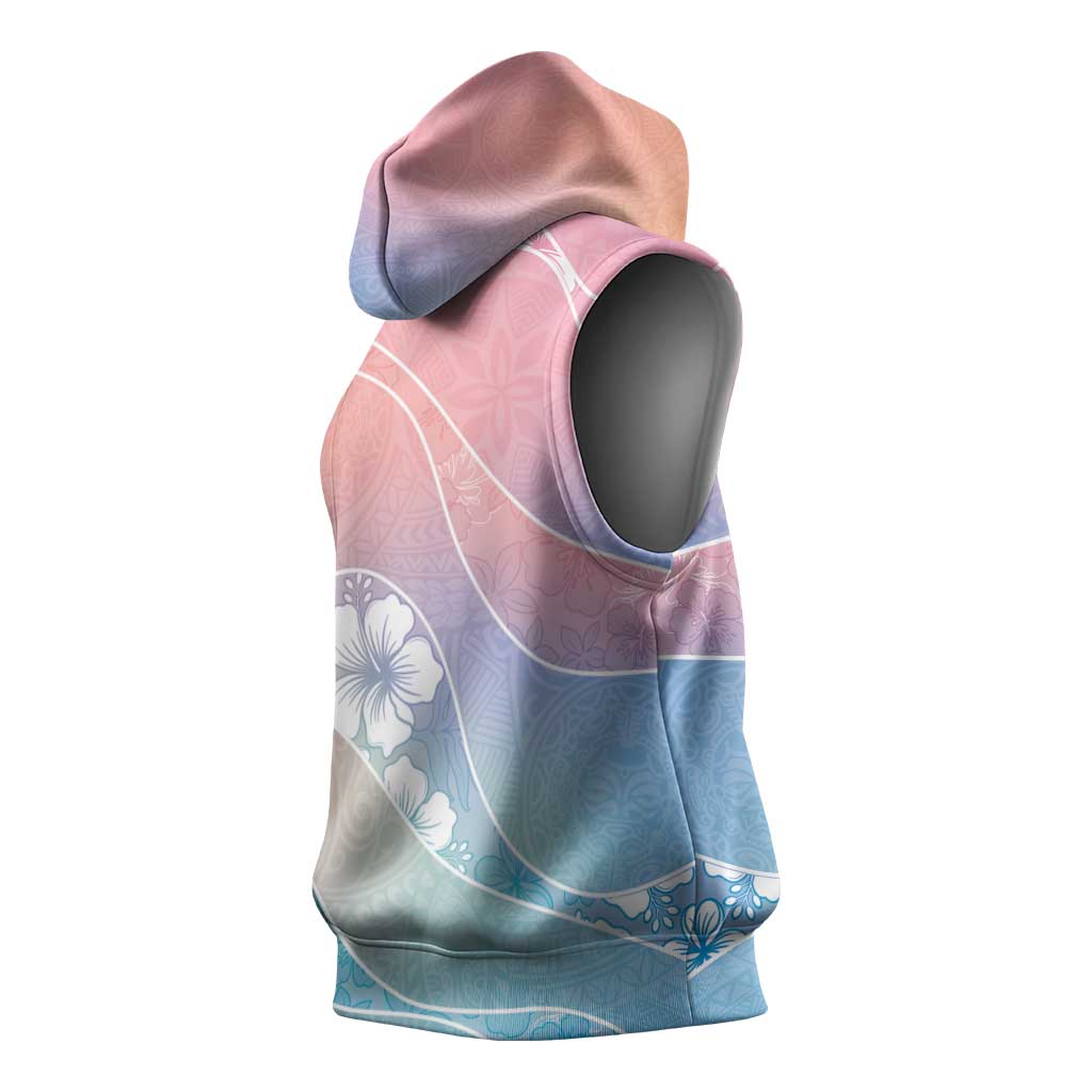 Aloha Hawaii Floral Tapa Sleeveless Hoodie Patchwork Pastel Candy LT7 - Polynesian Pride