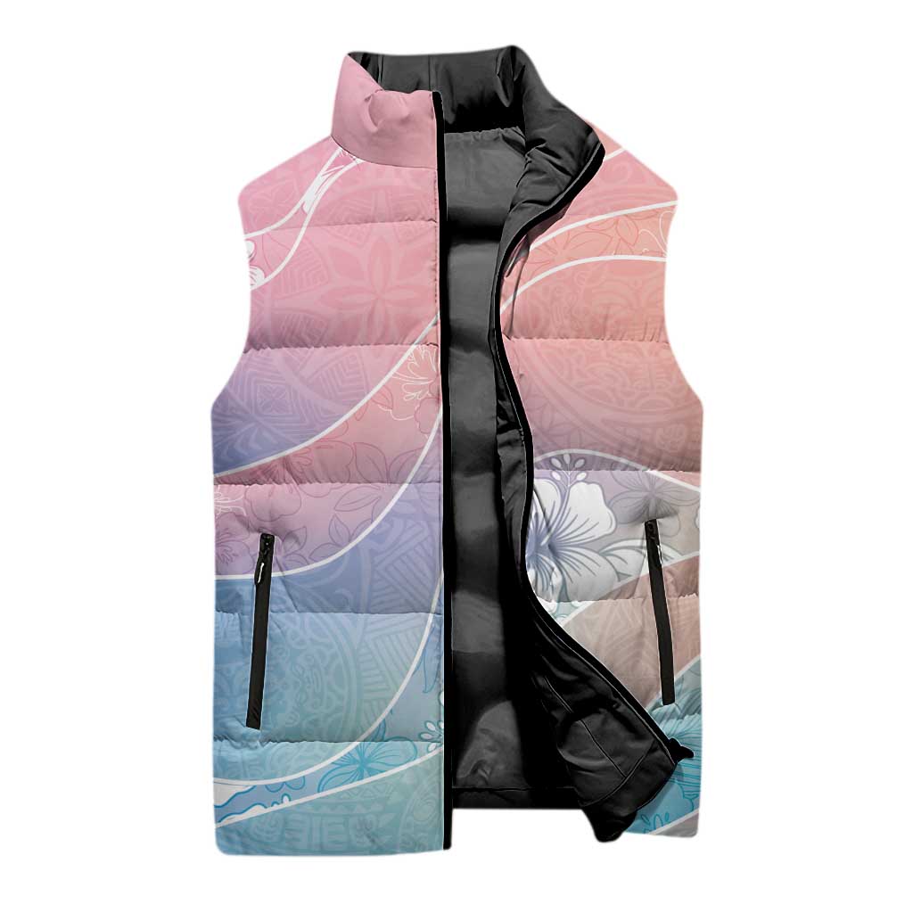 Aloha Hawaii Floral Tapa Sleeveless Puffer Jacket Patchwork Pastel Candy - Polynesian Pride