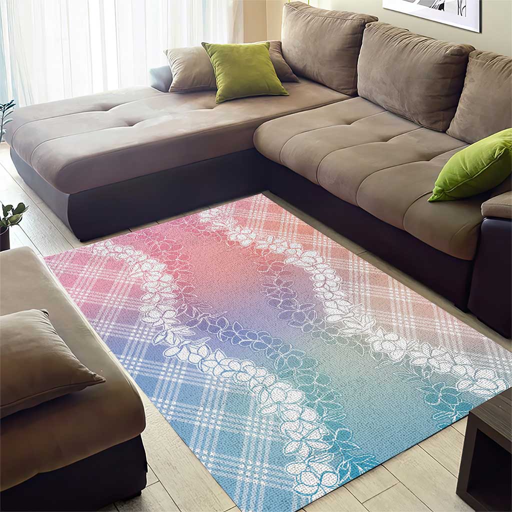 Hawaii Aloha Plumeria Lei Pastel Candy Palaka Area Rug - Polynesian Pride
