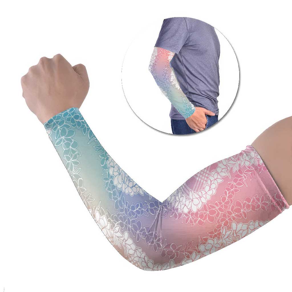 Hawaii Aloha Plumeria Lei Pastel Candy Palaka Arm Sleeves - Polynesian Pride