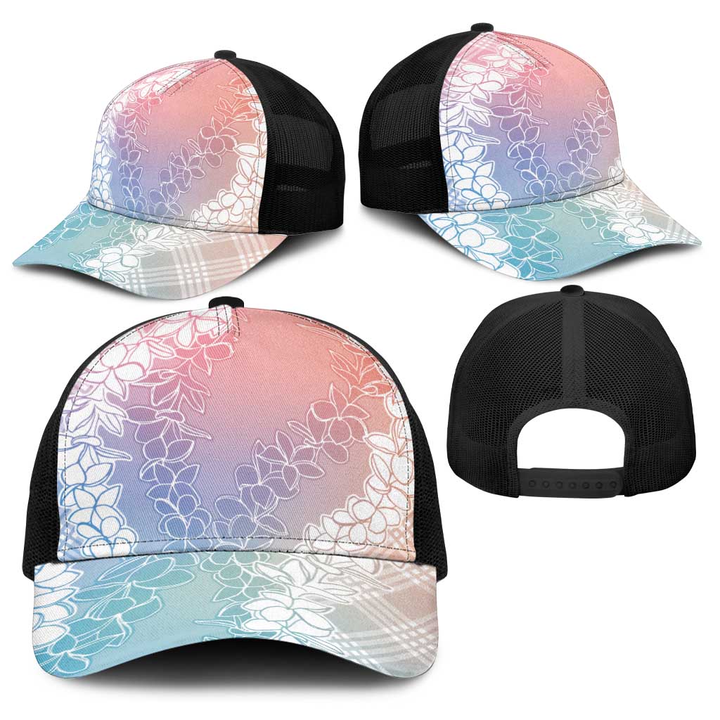 Hawaii Aloha Plumeria Lei Pastel Candy Palaka Baseball Net Cap - Polynesian Pride