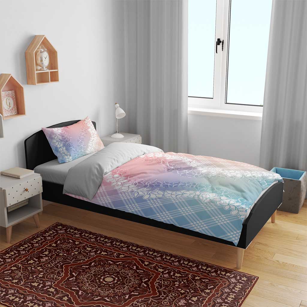 Hawaii Aloha Plumeria Lei Pastel Candy Palaka Bedding Set - Polynesian Pride