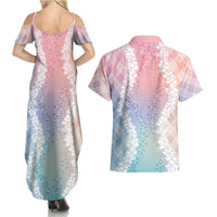 Hawaii Aloha Plumeria Lei Pastel Candy Palaka Couples Matching Summer Maxi Dress and Hawaiian Shirt LT7 - Polynesian Pride