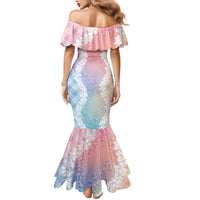 Hawaii Aloha Plumeria Lei Pastel Candy Palaka Family Matching Mermaid Dress and Hawaiian Shirt LT7 - Polynesian Pride