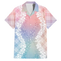 Hawaii Aloha Plumeria Lei Pastel Candy Palaka Family Matching Off The Shoulder Long Sleeve Dress and Hawaiian Shirt LT7 Dad's Shirt - Short Sleeve Pastel - Polynesian Pride