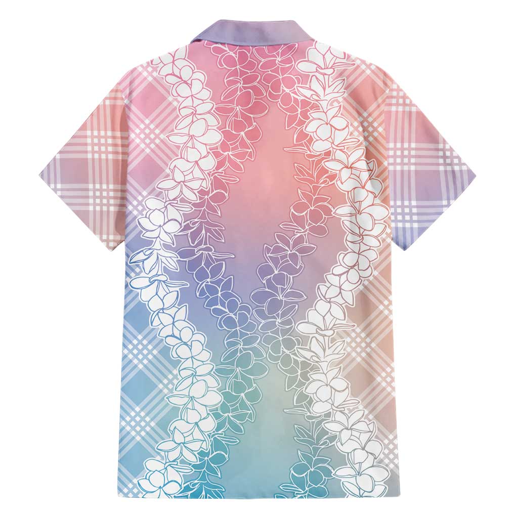 Hawaii Aloha Plumeria Lei Pastel Candy Palaka Family Matching Off The Shoulder Long Sleeve Dress and Hawaiian Shirt LT7 - Polynesian Pride