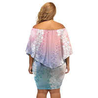 Hawaii Aloha Plumeria Lei Pastel Candy Palaka Family Matching Off Shoulder Short Dress and Hawaiian Shirt LT7 - Polynesian Pride