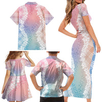 Hawaii Aloha Plumeria Lei Pastel Candy Palaka Family Matching Short Sleeve Bodycon Dress and Hawaiian Shirt LT7 - Polynesian Pride