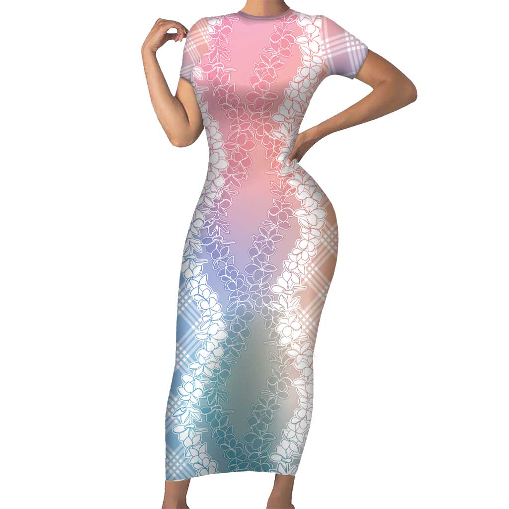 Hawaii Aloha Plumeria Lei Pastel Candy Palaka Family Matching Short Sleeve Bodycon Dress and Hawaiian Shirt LT7 Mom's Dress Pastel - Polynesian Pride