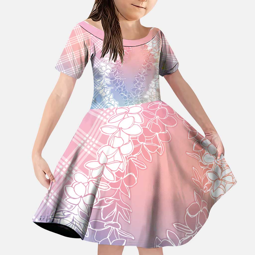 Hawaii Aloha Plumeria Lei Pastel Candy Palaka Family Matching Tank Maxi Dress and Hawaiian Shirt LT7 Daughter's Dress Pastel - Polynesian Pride