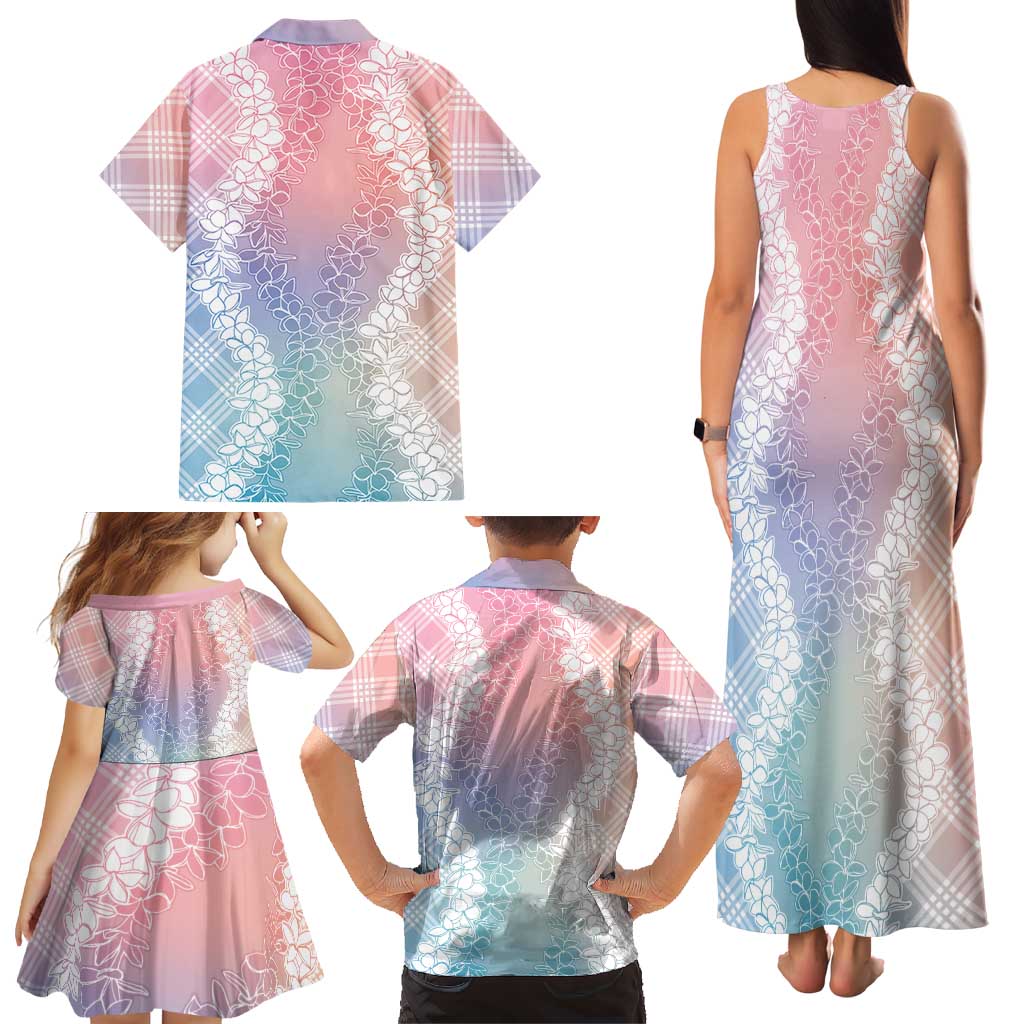 Hawaii Aloha Plumeria Lei Pastel Candy Palaka Family Matching Tank Maxi Dress and Hawaiian Shirt LT7 - Polynesian Pride