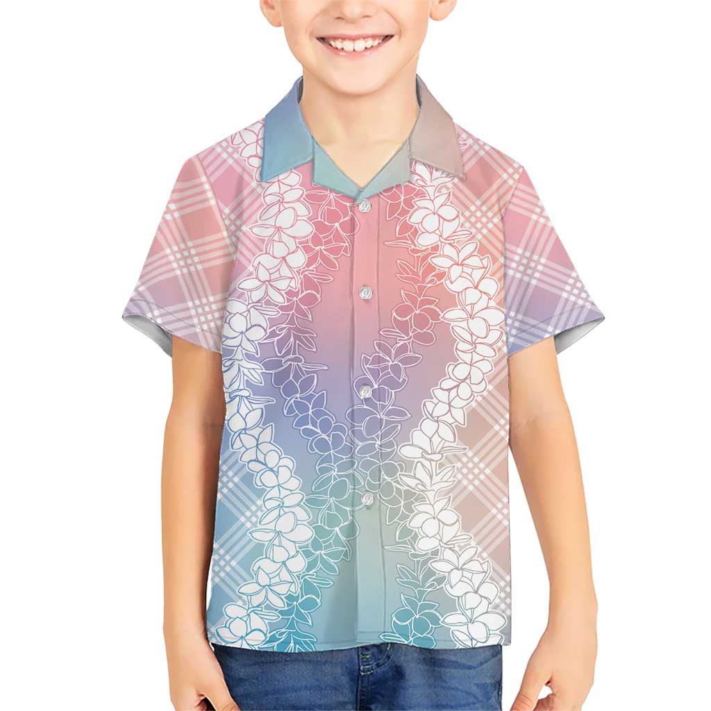 Hawaii Aloha Plumeria Lei Pastel Candy Palaka Kid Hawaiian Shirt - Polynesian Pride