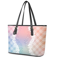 Hawaii Aloha Plumeria Lei Pastel Candy Palaka Leather Tote Bag LT7 - Polynesian Pride