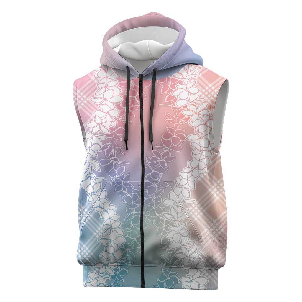 Hawaii Aloha Plumeria Lei Pastel Candy Palaka Sleeveless Zip Hoodie LT7 Pastel - Polynesian Pride