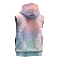 Hawaii Aloha Plumeria Lei Pastel Candy Palaka Sleeveless Zip Hoodie LT7 - Polynesian Pride