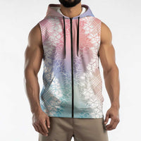Hawaii Aloha Plumeria Lei Pastel Candy Palaka Sleeveless Zip Hoodie LT7 - Polynesian Pride
