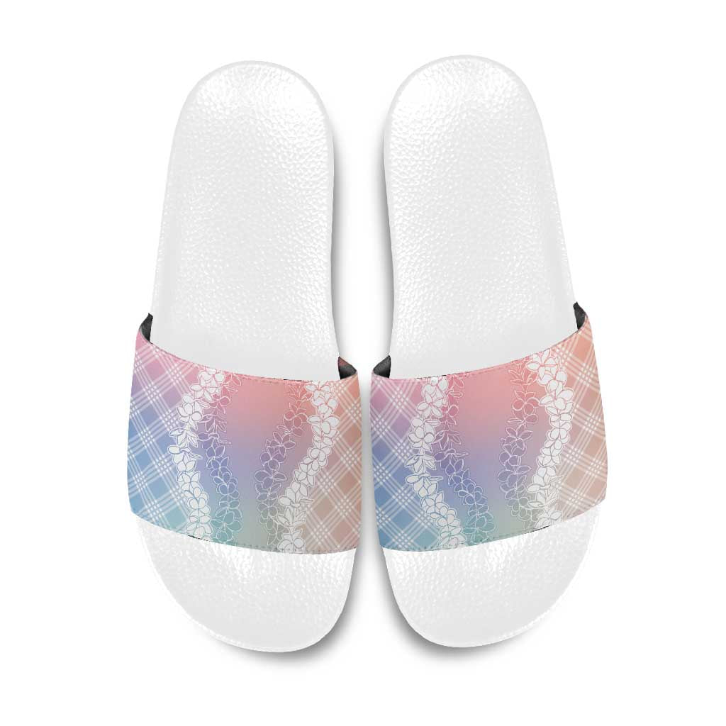 Hawaii Aloha Plumeria Lei Pastel Candy Palaka Slide Sandals LT7 Pastel - Polynesian Pride