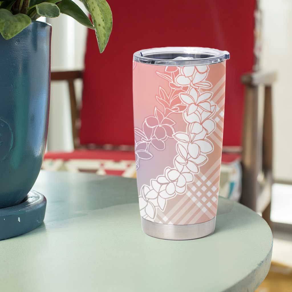 Hawaii Aloha Plumeria Lei Pastel Candy Palaka Tumbler Cup - Polynesian Pride