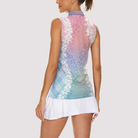 Hawaii Aloha Plumeria Lei Pastel Candy Palaka Women Sleeveless Polo Shirt LT7 - Polynesian Pride
