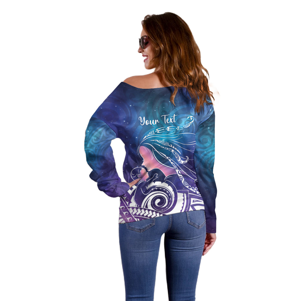 New Zealand Mother's Day Off Shoulder Sweater Maori Hari Ra Mama