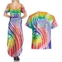 Aloha Pride Rainbow Tie Dye Couples Matching Summer Maxi Dress and Hawaiian Shirt Humpback Whale - Love is Love LT7 - Polynesian Pride