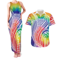Aloha Pride Rainbow Tie Dye Couples Matching Tank Maxi Dress and Hawaiian Shirt Humpback Whale - Love is Love LT7 Colorful - Polynesian Pride