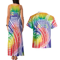 Aloha Pride Rainbow Tie Dye Couples Matching Tank Maxi Dress and Hawaiian Shirt Humpback Whale - Love is Love LT7 - Polynesian Pride