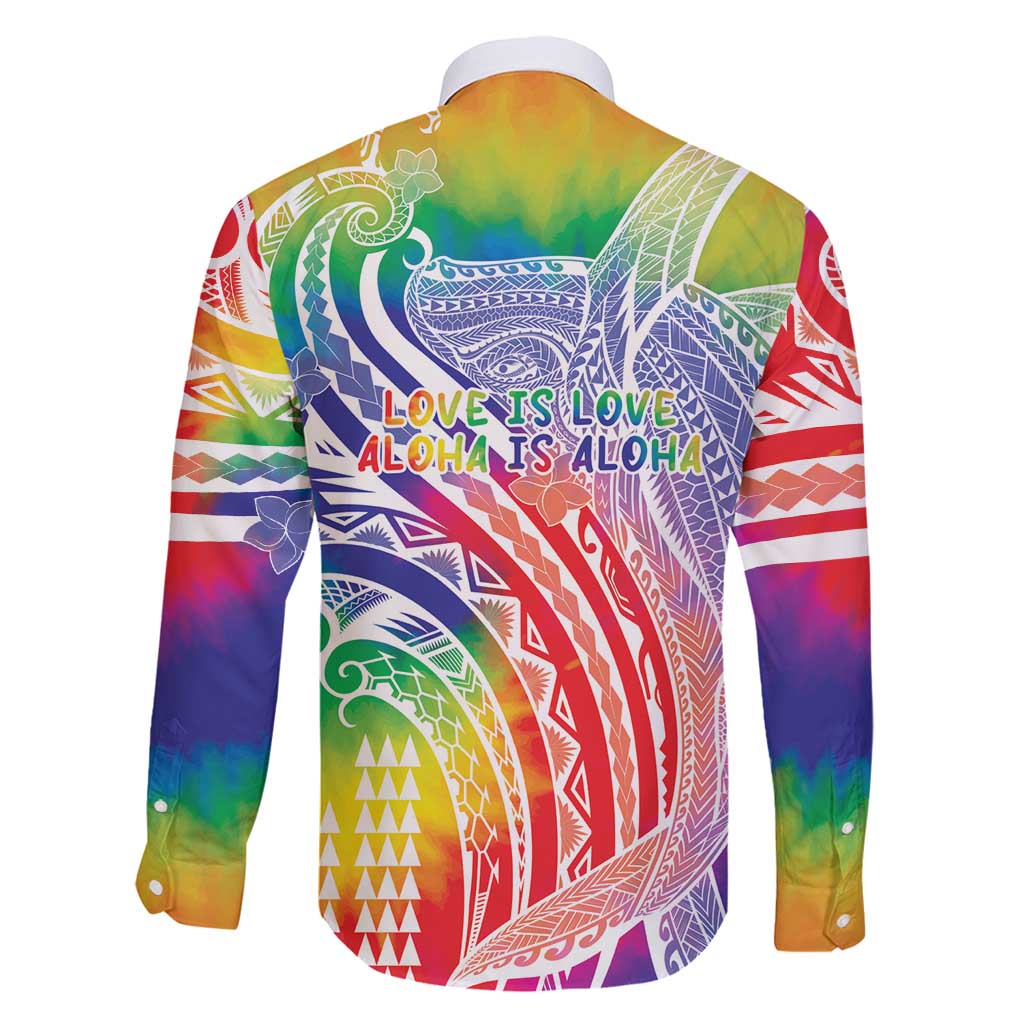 Aloha Pride Rainbow Tie Dye Family Matching Long Sleeve Bodycon Dress and Hawaiian Shirt Humpback Whale - Love is Love LT7 - Polynesian Pride