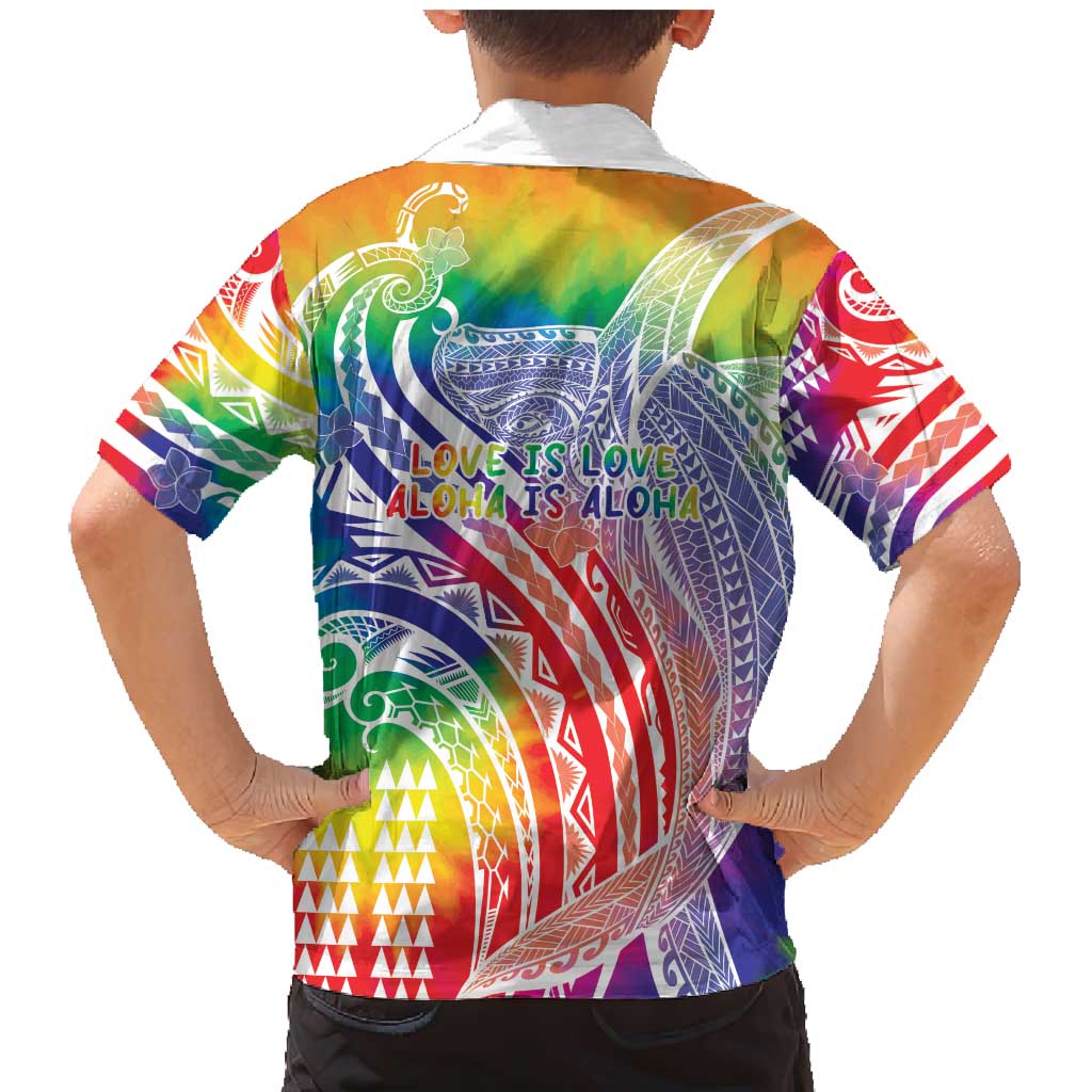 Aloha Pride Rainbow Tie Dye Family Matching Mermaid Dress and Hawaiian Shirt Humpback Whale - Love is Love LT7 - Polynesian Pride