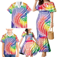 Aloha Pride Rainbow Tie Dye Family Matching Mermaid Dress and Hawaiian Shirt Humpback Whale - Love is Love LT7 - Polynesian Pride
