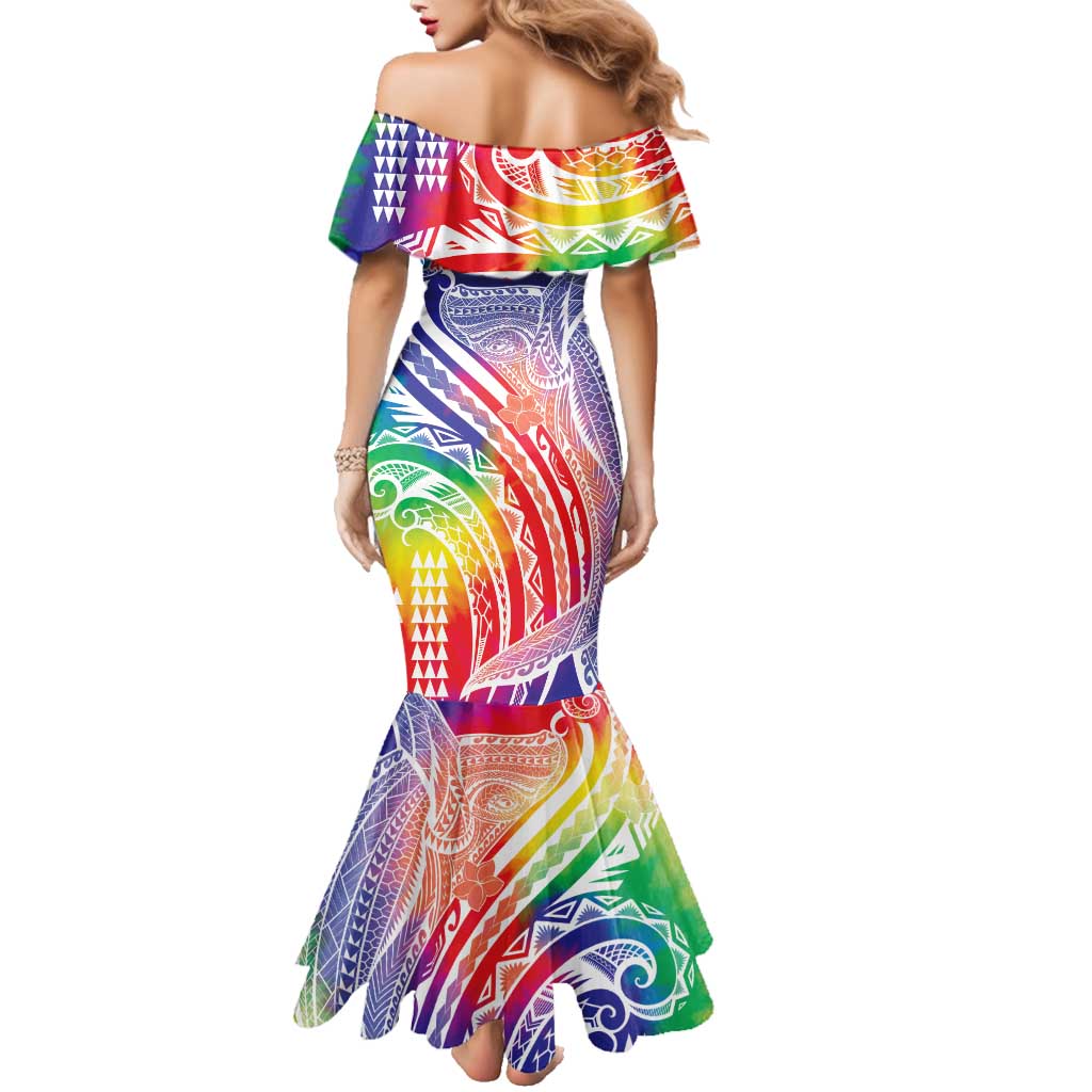 Aloha Pride Rainbow Tie Dye Family Matching Mermaid Dress and Hawaiian Shirt Humpback Whale - Love is Love LT7 - Polynesian Pride