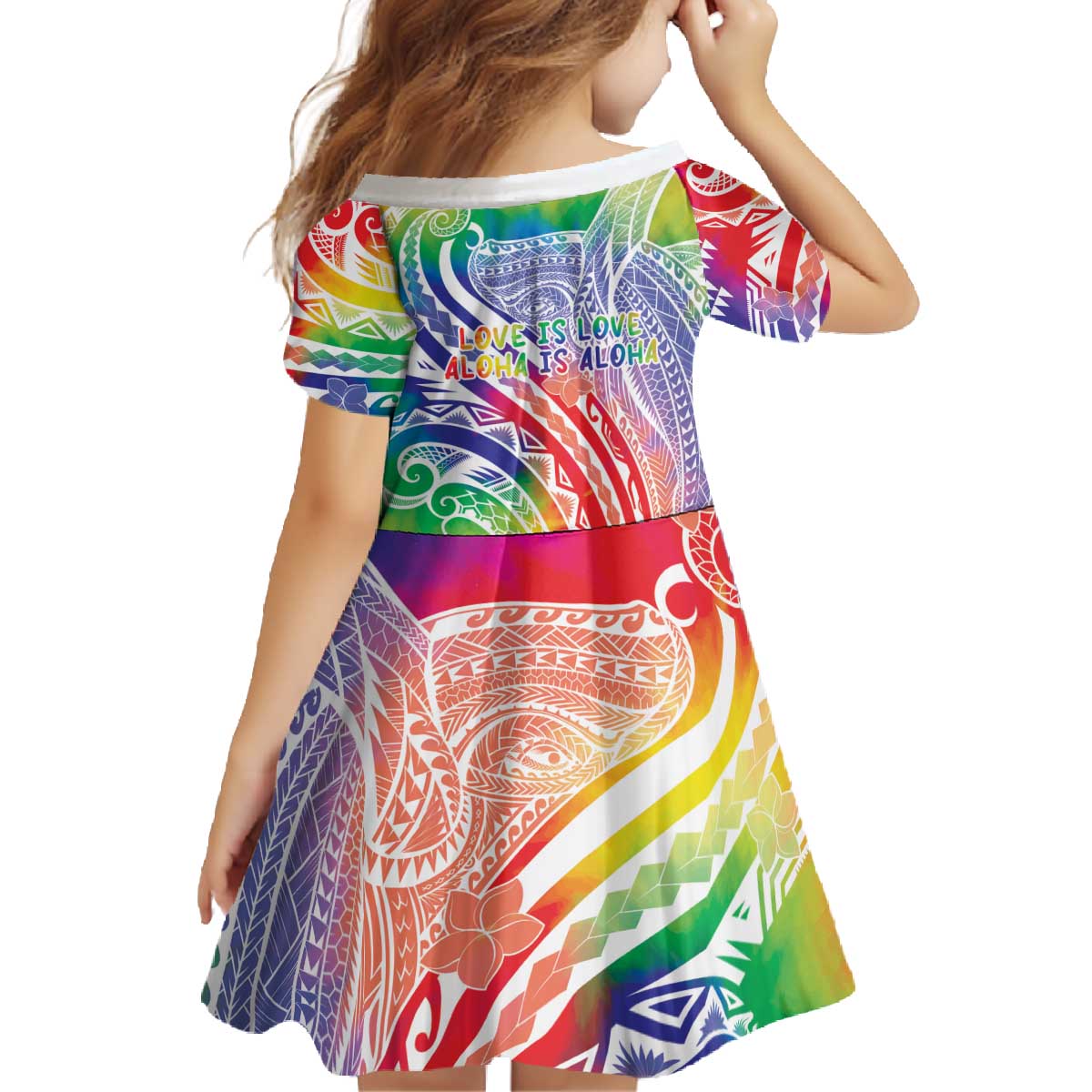 Aloha Pride Rainbow Tie Dye Family Matching Off The Shoulder Long Sleeve Dress and Hawaiian Shirt Humpback Whale - Love is Love LT7 - Polynesian Pride