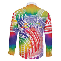 Aloha Pride Rainbow Tie Dye Family Matching Off Shoulder Maxi Dress and Hawaiian Shirt Humpback Whale - Love is Love LT7 - Polynesian Pride