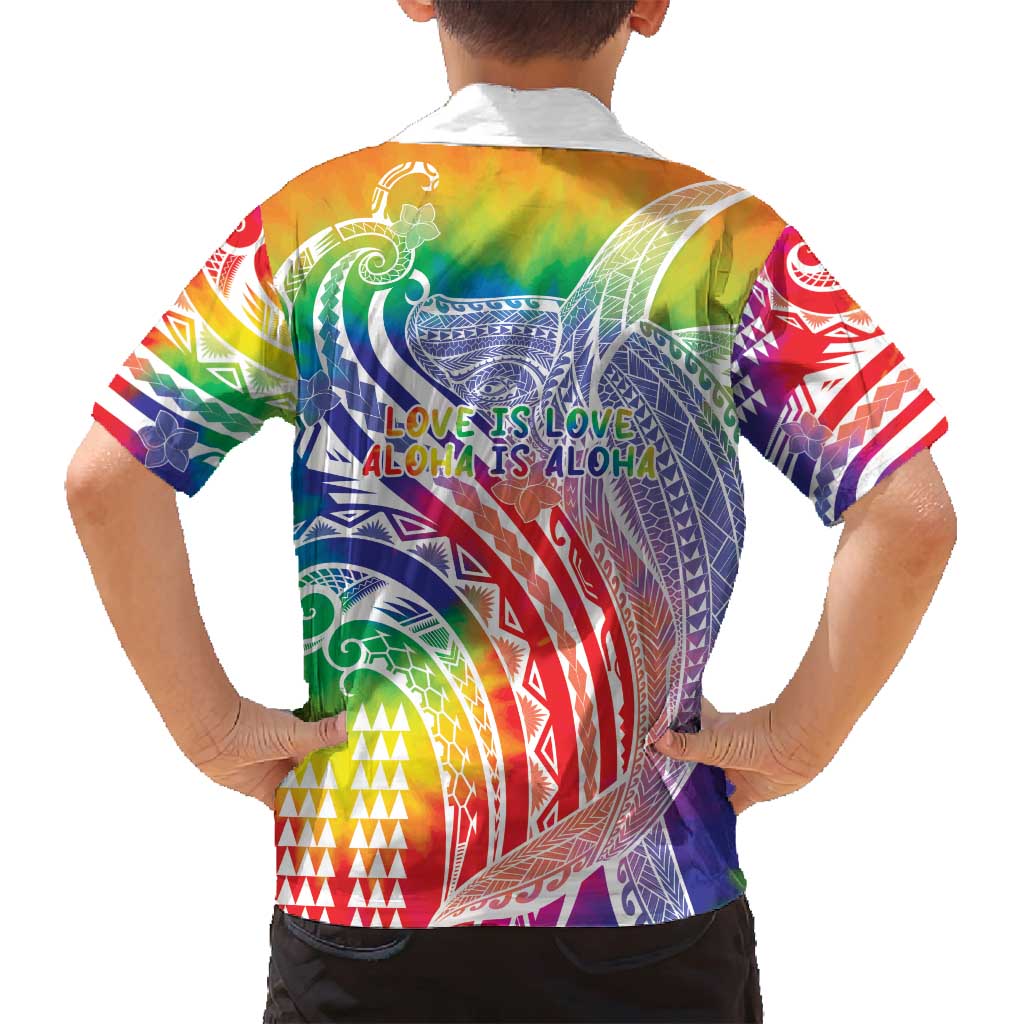 Aloha Pride Rainbow Tie Dye Family Matching Off Shoulder Short Dress and Hawaiian Shirt Humpback Whale - Love is Love LT7 - Polynesian Pride