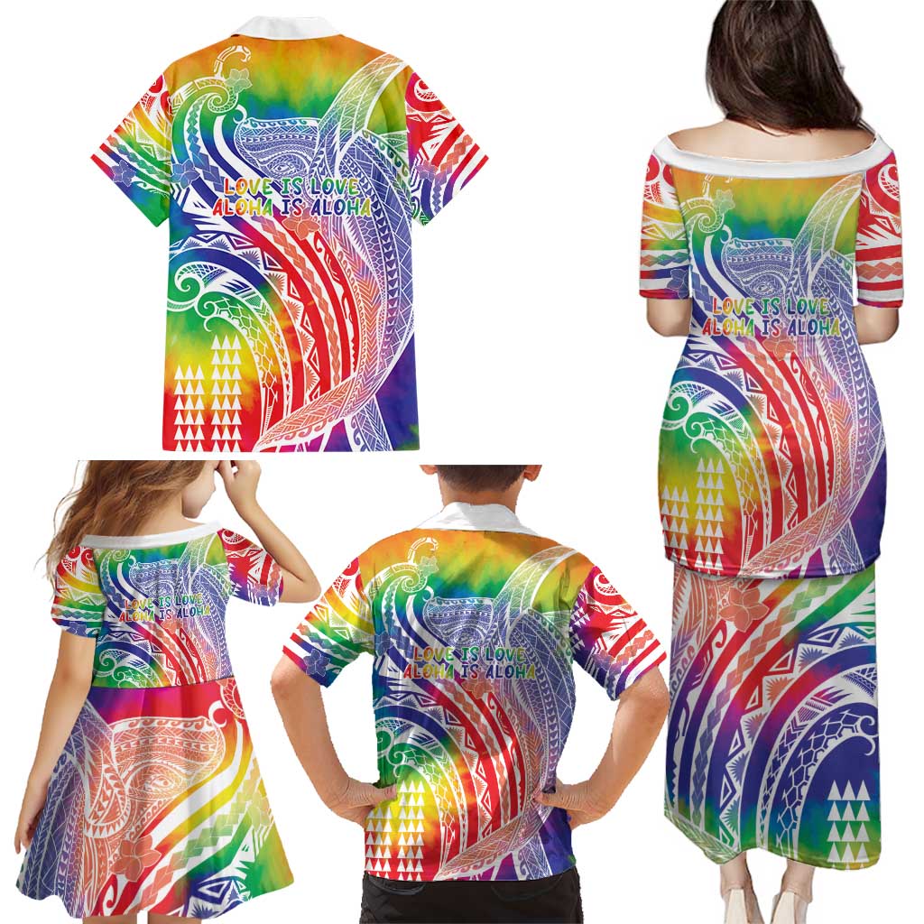 Aloha Pride Rainbow Tie Dye Family Matching Puletasi and Hawaiian Shirt Humpback Whale - Love is Love LT7 - Polynesian Pride